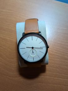 Skagen minimalist men's watch with leather strap