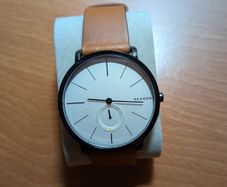 Skagen minimalist men's watch with leather strap