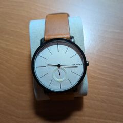 Skagen minimalist men's watch with leather strap