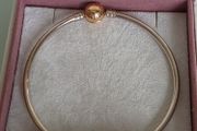 Pandora sterling silver bangle with 14k Rose gold-plated clasp (size 21cm) perfect condition like new (no box)