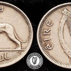[#311] - Ireland 1950 | 6 Pence | Wolfhound |  KM.13a