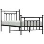 Metal Bed Frame without Mattress with Footboard Black 90x200cm Image 3