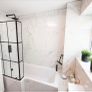White marble effect porcelain tile Natural and polished 1200x600and 60x60 Image 2