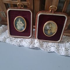 2 Vintage French Style Cameo Paintings