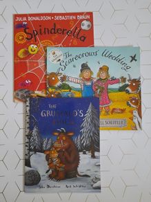 Julia Donaldson books: The gruffalo's child, Spinderella SOLD The scarecrows wedding SOLD
