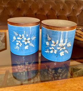 Vintage Functional Kitchen Storage with Bright Hand Painted Botanical Motifs
