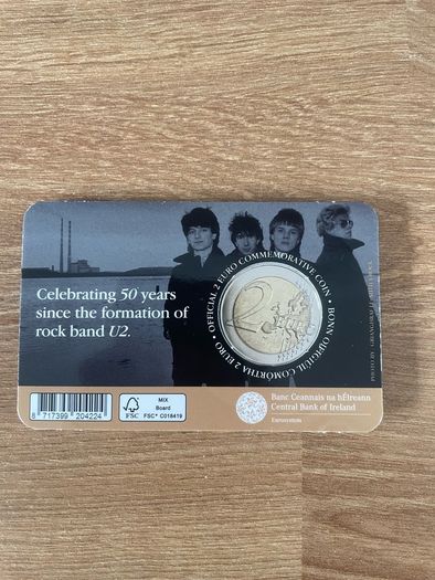 Ireland 2 EUR U2 50th Anniversary 2026 Official Commemorative Coin Card