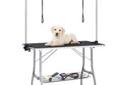 Adjustable Dog Grooming Table with 2 Loops and Basket