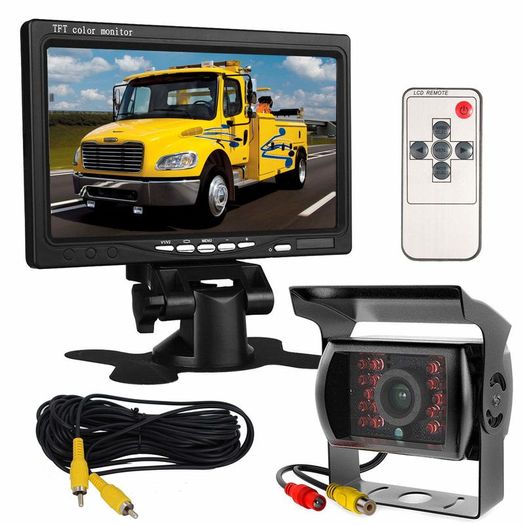 7" HD LCD Monitor + Rear view Camera Parking Night Vision Waterproof Backup Camera For Bus Truck RV Trailer for Camper Van Bus Truck Rear View Display