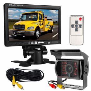 7" HD LCD Monitor + Rear view Camera Parking Night Vision Waterproof Backup Camera For Bus Truck RV Trailer for Camper Van Bus Truck Rear View Display