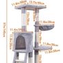 145cm Cat Scratch Posts Stable Cat Climbing Tower Multi-Level Cat Activity Trees for Indoor Cats, Pet Activity Furniture Play House for Kitty Kitten (FREE POSTAGE) Image 6