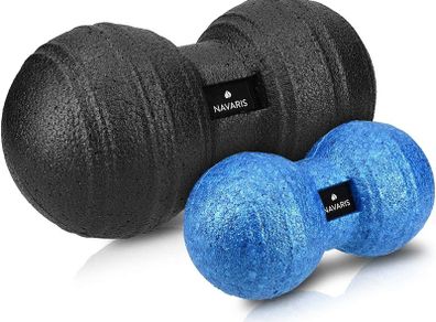 2x Peanut duo massage ball - In 2 sizes self-massage duo ball fascia ball set - Trigger point massage ball - Fascia balls black blue