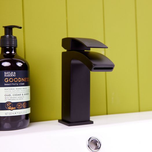 Waterfall Bathroom Basin Tap | Matt Black