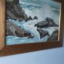 Lovely oil on board of sea weave hating rocks singed M Carey. Image 4