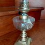 antique French crystal glass oil lamp, works Image 3