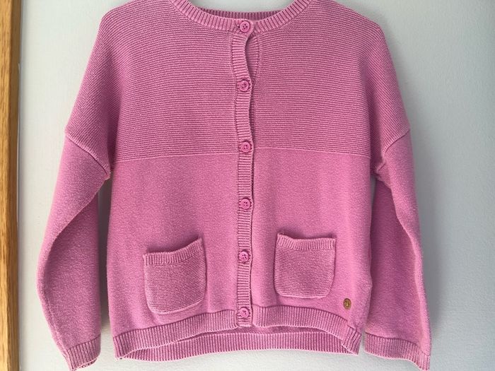 M&S Magenta girls cotton cardigan Age 2-3 EUC
