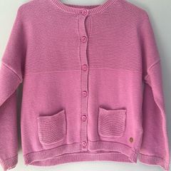 M&S Magenta girls cotton cardigan Age 2-3 EUC