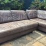 Premium Dark Brown Leather Corner Sofa & Matching Storage Ottoman Image 2