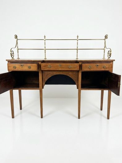 19th Century Mahogany Inverted Breakfront Sideboard with Brass Gallery