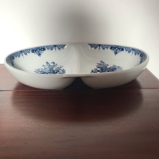 Royal Worcester Hanbury Blue & White Divided Serving Dish x 2
