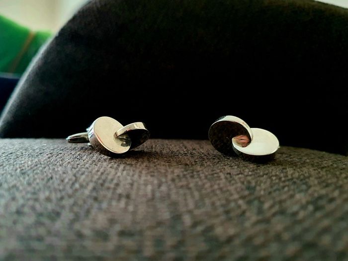 4 Pairs Men's Cufflinks - Silver & Blue Modern Designs