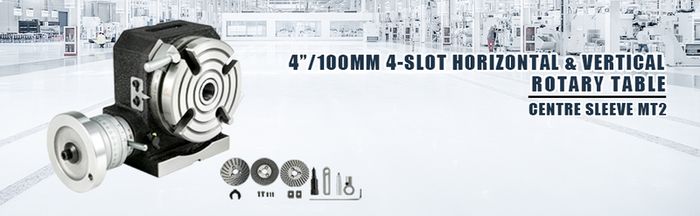 BRAND NEW Horizontal Vertical Rotary Table 4"/100mm 4-Slot MT-2 W/ 3 Dividing Plates for Milling Drilling Machine