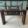 Glass coffee table with dark wood base Image 6