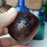 465 - Set of Three Beautiful Vintage Glass Decorative Collectible Bottles - Amber Eire Bovril, Cobalt Blue Magnesia and Turquoise Science Cream Image 2