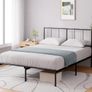 Double Bed Frame with Headboard 4ft6 135 x 190 cm 14 Height Metal Bed Base with Steel Slat Support  Storage Space Underneath - Modern Design - Easy Assembly - Black Image 3