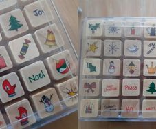 Set of 40 Mini Stamps - Christmas, seasonal theme, for cardmaking, scrapbooking, crafting