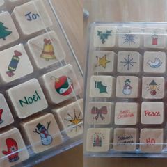 Set of 40 Mini Stamps - Christmas, seasonal theme, for cardmaking, scrapbooking, crafting