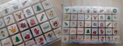 Set of 40 Mini Stamps - Christmas, seasonal theme, for cardmaking, scrapbooking, crafting