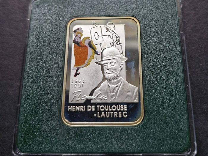 Niue 1 Dollar 2008, Painters Henri de Toulouse-Lautrec Silver Bar with COA .