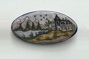 Vintage Ceramic Brooch 1970s
