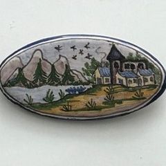 Vintage Ceramic Brooch 1970s