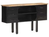 Sideboard 110x30x65 cm Solid Rough Mango Wood and Steel