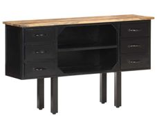 Sideboard 110x30x65 cm Solid Rough Mango Wood and Steel