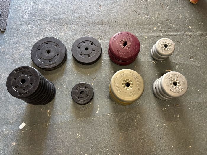 York and Pro Power weight plates.