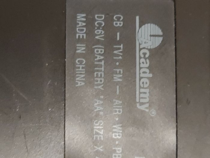 Academy CB-TV1-FM-AIR.WB.PB, Model R-AA110, takes 4 AA Batterys, in very good condition and works well