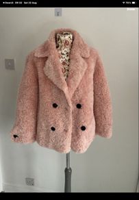 jacket Bnwt pink fluffy teddy style baloot brand size small double breasted jacket