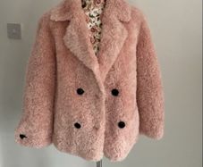 jacket Bnwt pink fluffy teddy style baloot brand size small double breasted jacket