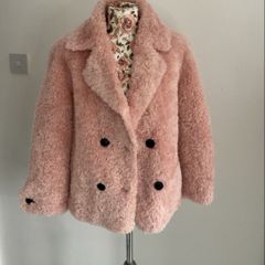 jacket Bnwt pink fluffy teddy style baloot brand size small double breasted jacket