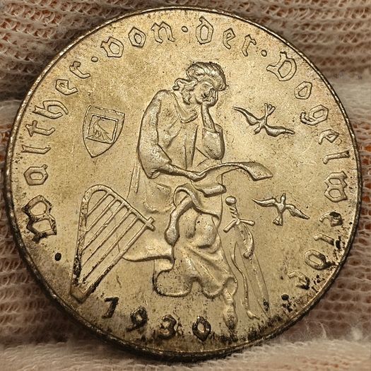 Austria Silver 1930 2 Shillings Coin Beautiful Uncirculated Toned Walther Von Der Vogelweide