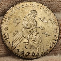 Austria Silver 1930 2 Shillings Coin Beautiful Uncirculated Toned Walther Von Der Vogelweide