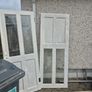 2 pine doors half glass with hinges Image 7