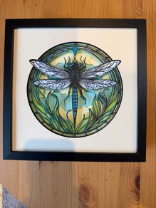 Handmade 3D Dragonfly Paper Art 27x27 cm