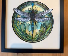 Handmade 3D Dragonfly Paper Art 27x27 cm