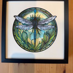 Handmade 3D Dragonfly Paper Art 27x27 cm