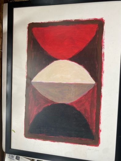 print Breon O'Casey Signed  in the plate Abstract Modernist Print  Framed 29.5 x 21.5 inches