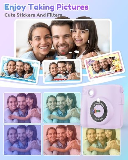 Camera For Girls Boys, Instant Camera For Kids With Print Photo Paper, 1080P Hd Digital Camera Toy, Birthday Gifts For 3 4 5 6 7 8 9 10 Years Old Girl, Video Recorder, 32Gb Sd Card